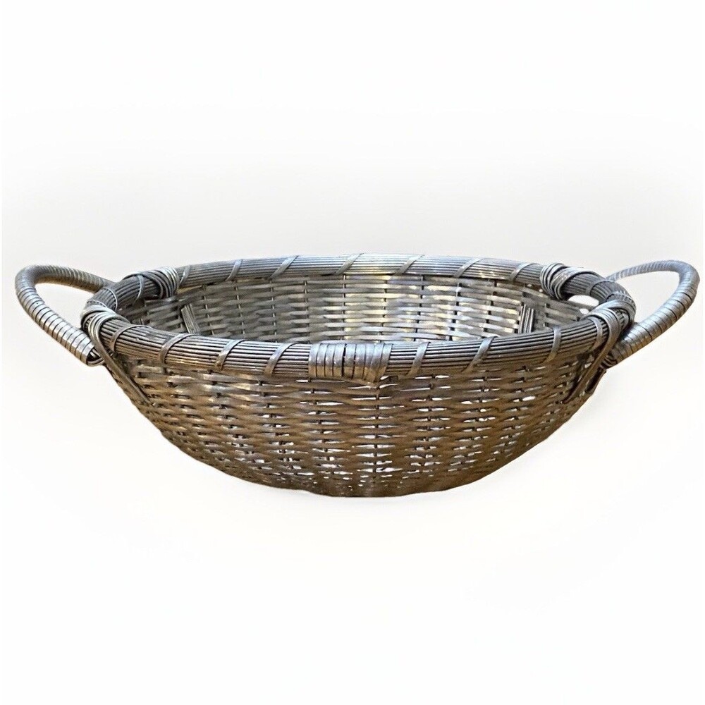 Vintage Wire Basket Metal Woven Fruit Serving Bowl Rustic Farmhouse 13.5”